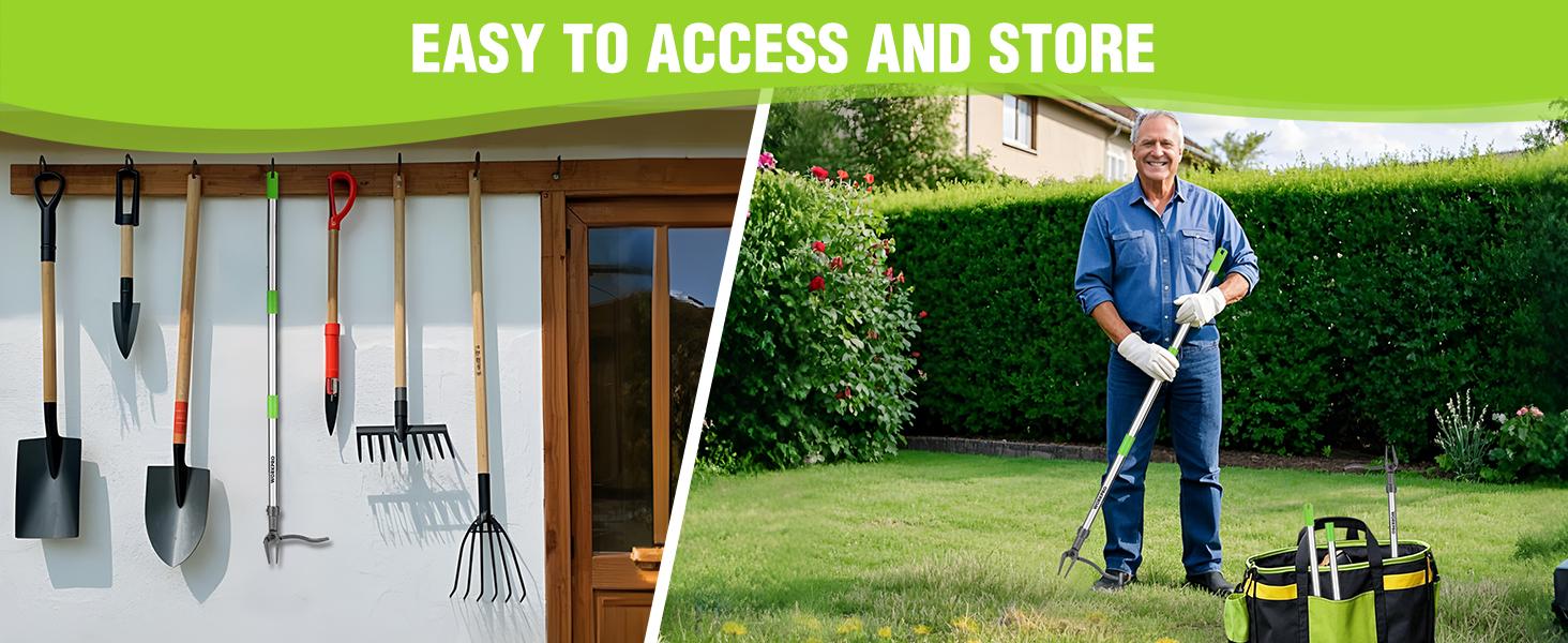 #fathersdaygift WORKPRO Weed Puller Tool with Long Adjustable Handle (33", 46"), Stand Up Heavy Duty Weed Remover- 4 Claw Steel Head & Foot Pedal for Easy Weeding, Detachable Dandelion Picker for Lawn/Yard/Garden
