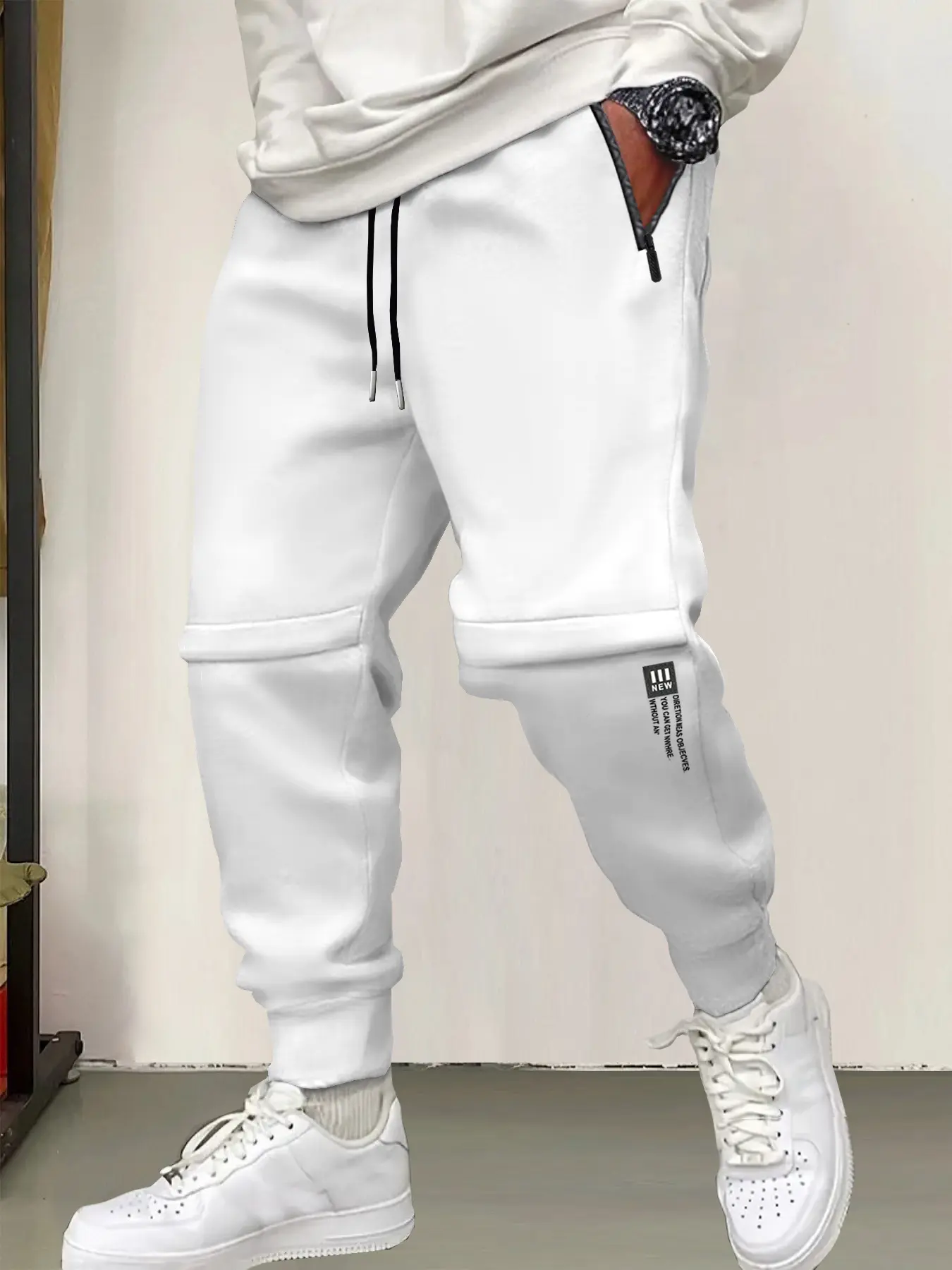 Men's Casual Jogger Pants with Zipper Pockets, Elastic Drawstring Waistband, Ankle Cuff Knit Sportswear for Gym Running Daily Wear Tapered Sweatpants