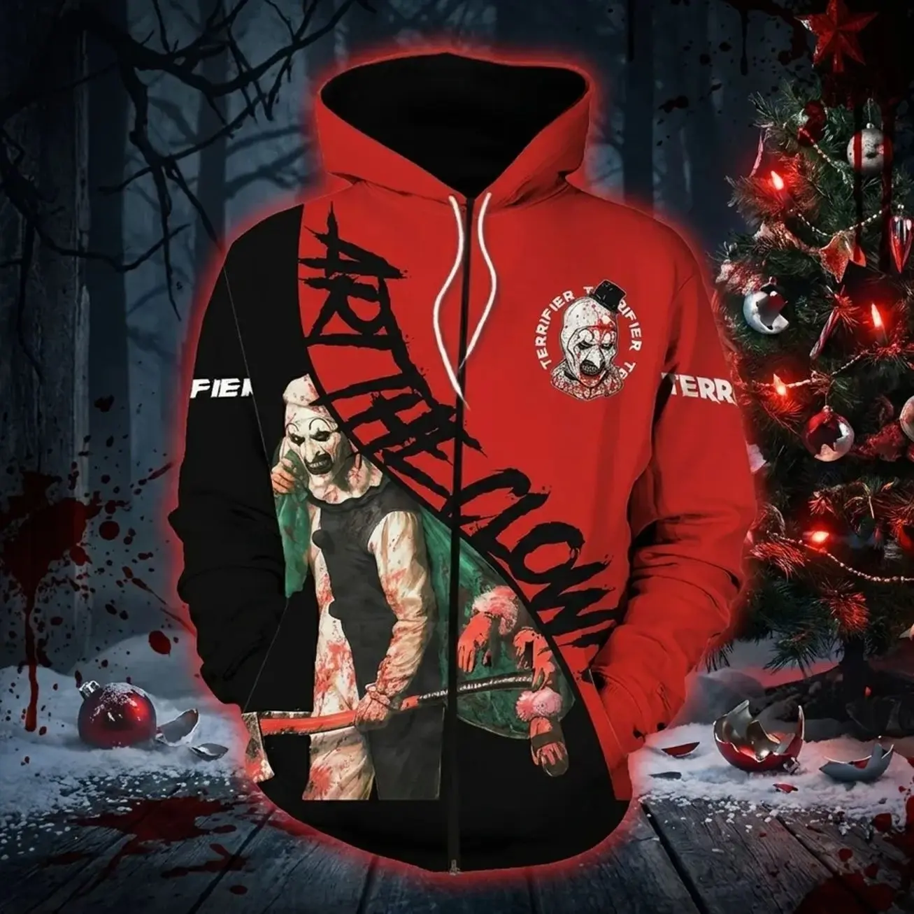 Terrifier This Is The Most Terrifying Time Of The Year Zip 3D Hoodie