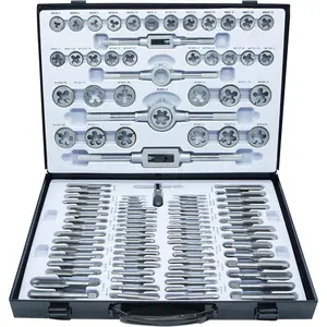 BeHappy110PCS Tap and Die Set, Metric Size M2-M18 Standard Threading Tool with Handles, Accessories and Case for Cutting External and Internal Threads
