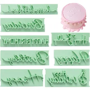 8 Pieces Happy Birthday Fondant Stamps, Custom Cookie Stamps, Happy Birthday Letter Embosser for Cakes, DIY Cake Decorating and Printing