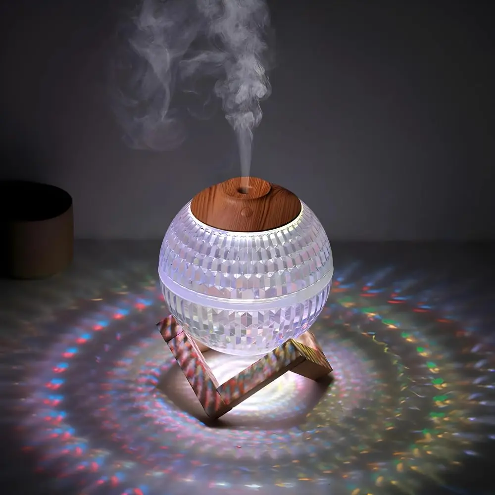 Crystal Ball Mist Mini Humidifier, 7 Color Night Light Humidifier for Home Decor, Quiet Indoor Aromatherapy Diffuser, Auto Power Off Portable Humidifier For Travel Office, 350ml Water Tank