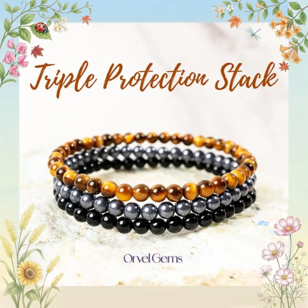 Protect Your Energy Healing Crystal Bracelet Stack | 4mm Protection Stone Beads | Unisex Jewelry for Men & Women Stackable