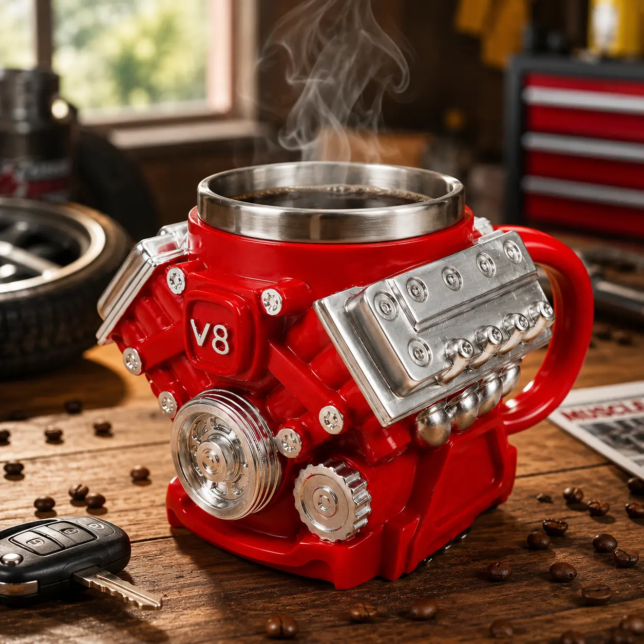 Personalized 10oz Stainless SteelMug - Handcrafted V8 Engine Design, DurableReusable Drinkware, Ideal Coffee/Tea Cup, FathersDay Gift Ideas for Car Enthusiasts, Mens Gifts forHim, Dad Gifts, Unique Gifts For Man,halloween,jack-o | Back to School campinges