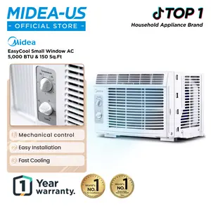 Midea 5,000 BTU EasyCool Small Window Air Conditioner - Cool up to 150 Sq. Ft. AC with Easy-to-Use Mechanical Controls and Reusable Filter, Perfect for Small Bedroom, Living Room, Home Office