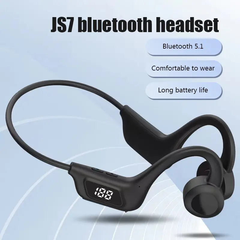 Wireless Bone Conduction Headphone - Creator-Curated Open-Ear Sports Earbuds with TF Card Support, Digital Display, Hands-Free Calling, Audio Functionality