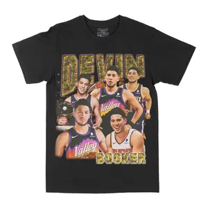 Devin Booker Graphic Tee, Y2K Rap Streetwear T-Shirt, Unisex Crew Neck, Vintage Hip-Hop Graphic, Sports Style, Casual Cotton Fit