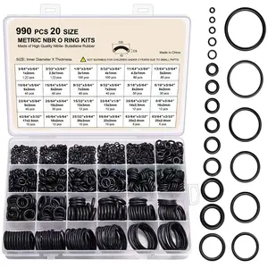 990pcs O-Ring Nitrile Rubber Gasket Set, Heat Resistant Oil Seal, Ideal for High-Pressure Washers, Industrial Use, Car Repair