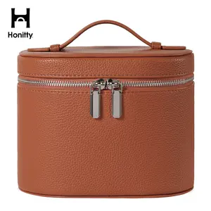 Trending Makeup Organizer Bag with Removable Divider – Portable Travel Toiletry Cosmetic Case for Women and Girls – PU Material Vanity Storage Box