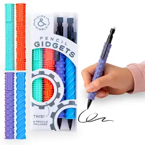 Gyre & Gimble Gidgets Mechanical Pencil Set | Textured Silicone Sleeves for Quiet Fidgeting | 4 Sleeves & 2 Pencils | Teacher-Approved Focus Tool for School & Classroom
