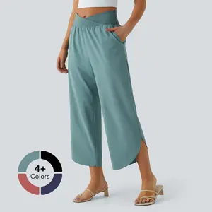 Halara Breezeful High Waisted Crossover Plicated Side Pocket Split Quick Dry Resort Pants#TikTokShopBacktoSchool