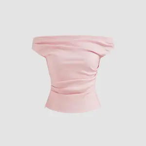 Cider Off-shoulder Ruched Zipper Crop Top SwimWeek SummerWins