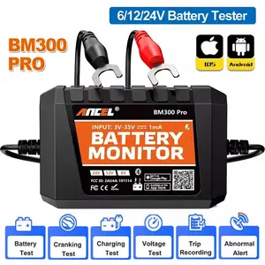 (Upgraded BM300) ANCEL BM300 Pro 6V 12V 24V Car Battery Tester, Bluetooth Battery Monitor with Charging Cranking Test & Alarm Car Battery Analyzer, IP67 Waterproof, for Android iOS, Trucks, Cars, Motorcycles, Boats