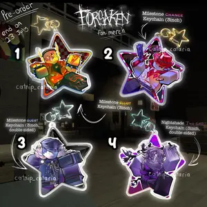 Forsaken keychains: Guest/ Twotime/ Elliot/ Chance, Guestforsaken, Twotimeforsaken, Elliotforsaken, chanceforsaken, Forsaken fanmerch gifts