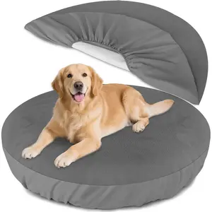 Dog Bed Covers Replacement Washable Waterproof Round Bed Protector for Donut Bed & Dog Couch Gray 45 Inch