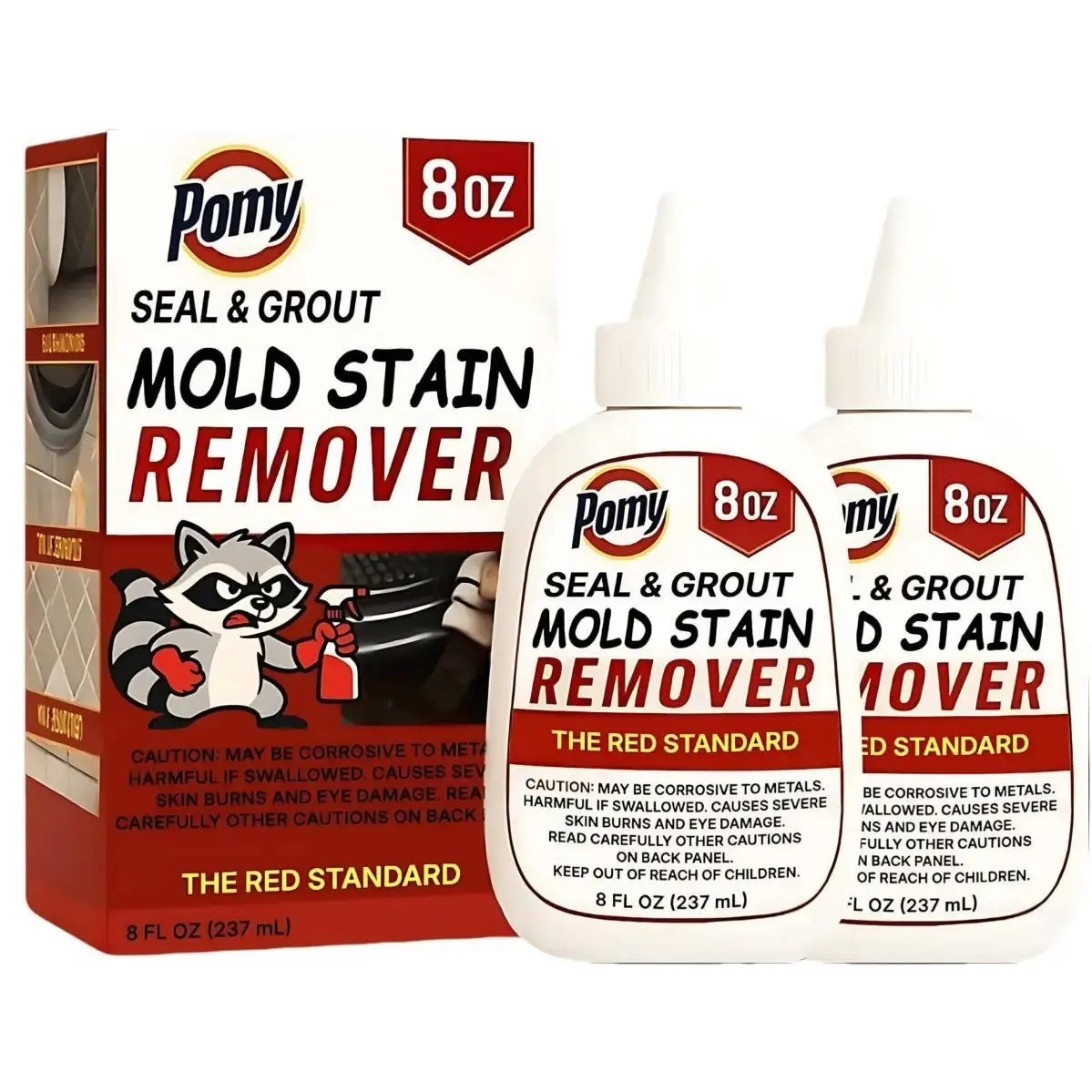 Pomy Professional Grade Mold Stain Remover Gel (2 Pack-16 oz Total) Thick No-Run Gel for Shower Caulk, Grout Lines, Washing Machine Gasket, Front Loader Door Seal, Tile and Bathroom Surfaces