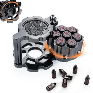 Cyberpunk Rotating Mechanical Dice Set - 7 Heavy Metal Cartridge DND Dice with Spinning Wheel in Zinc Alloy for Dungeons Dragons Pathfinder Warhammer 40k