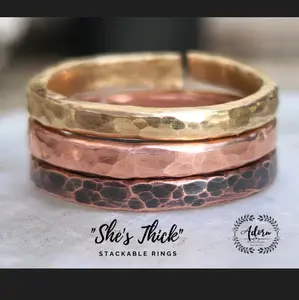 She's Thick Mixed Metal Stackable Rings - Single Band Design, Versatile Accessory for Everyday Wear