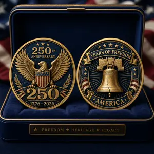 1776-2026 America 250 Challenge Coin, Liberty Bell Commemorative Medal, Patriotic Veteran Gift & USA Keepsake
