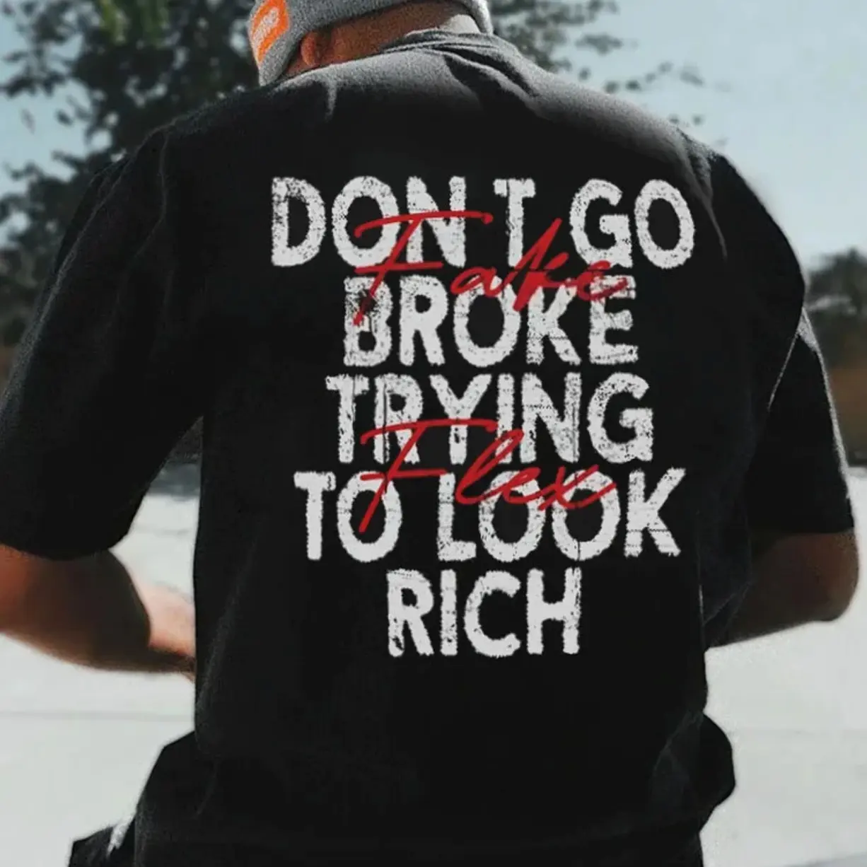DON'T GO BROKE TRYING TO LOOK RICH Black Print T-shirt