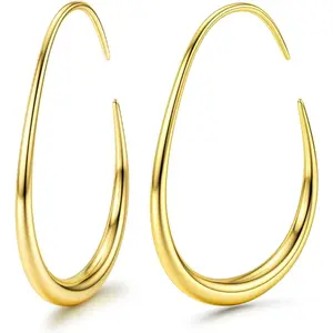 FLORIDECO Teardrop Hoop Earrings for Women Large Oval Gold Dangle Lightweight Statement Jewelry Gift for Women Teen Girls Daily Wear
