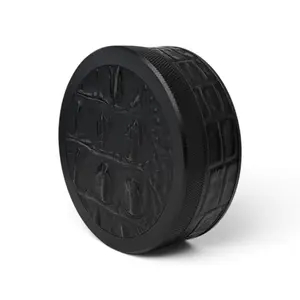 Black on Black Embossed Croc Ruk Can | Premium EDC Storage Solution | 100% Genuine Leather on Top and Band | Airtight Seal for Freshness | Aluminium Metal Storage Can | Travel Essentials