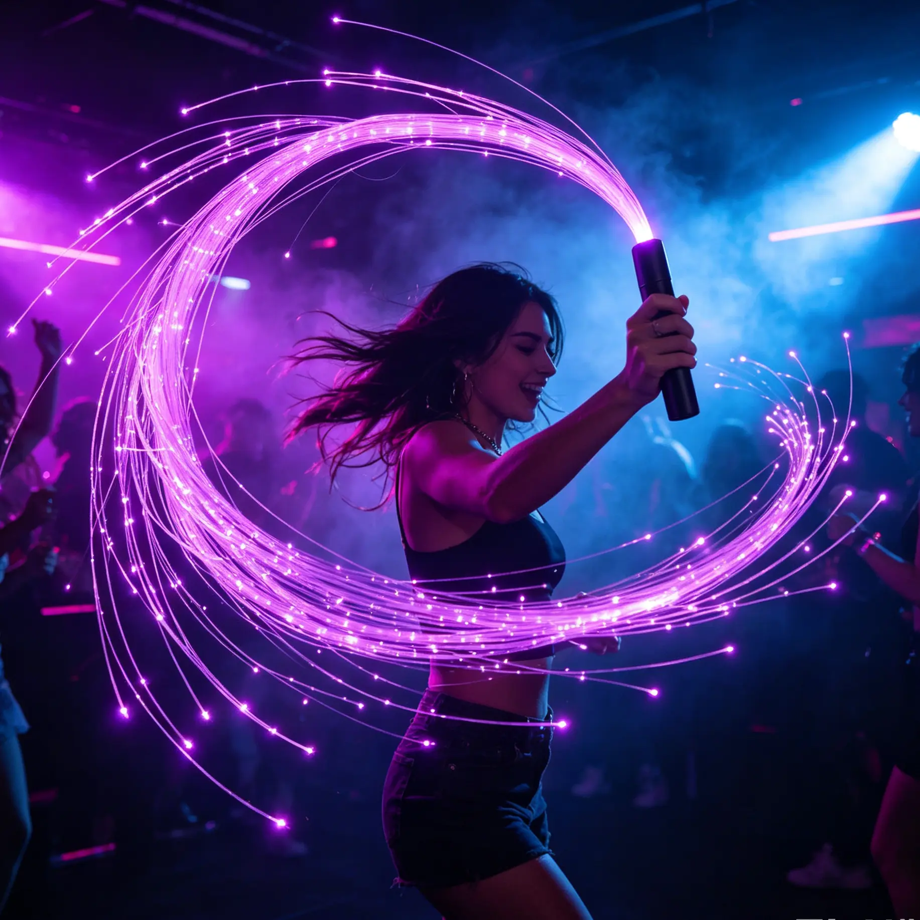 6FT LED Fiber Optic Flow Whip with 7 Colors, 5 Light Modes & 23 Pixel Effects, Bright Glow Light Up Novelty Accessory for EDM Festivals, Rave Parties & Dance Performance Dimmable Taco Neon Sign
