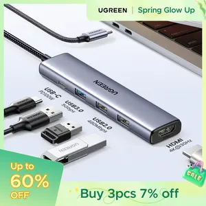 UGREEN 5in1 USB C Hub Type C to PD 100W Power Delivery, 4K@30Hz HDMI,  3 USB-A 5Gbps Data Ports, Type C Multiport Adapter for Macbook Air Pro, iPad Pro, XPS, Computer Accessories（HDMI Cable Not Included),TikTokShopSpringGlowUp,Greenish