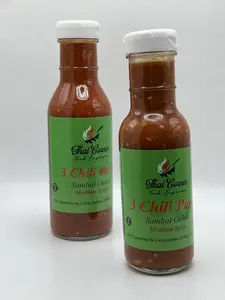 Thai Corner Food Express 3 Chili Paste Sambal Oelek - Medium Spicy Flavor, 100% Vegan, Gluten-Free, Versatile Sauce for Various Dishes