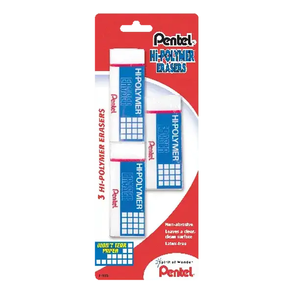 Hi-Polymer® Block Eraser Large White, 3 Pack