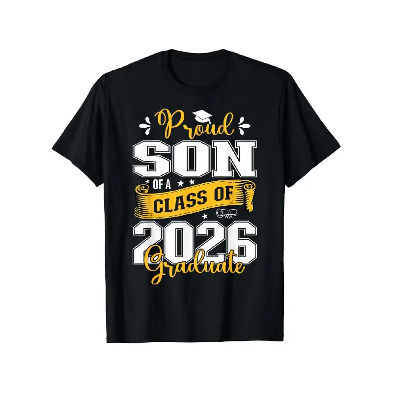 Proud Son of a Class of 2026 Graduate |   Casual Round Neck Short-Sleeved T-Shirt |   Ideal for Family Gatherings, Holiday Parties |   Great Gift for Friends Graphic Oversized graphic tees