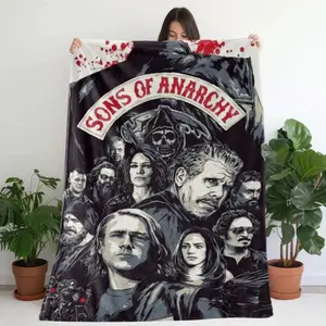 Sons of Anarchy TV Series Themed Printed Plush Blanket - Universal for all seasons, suitable for sofas, bedrooms, semi-private spaces, ideal gift