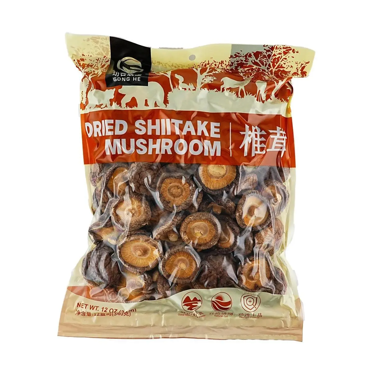 GONGHE Premium Dried Shiitake Mushroom 12oz - Chinese Cooking, For Soup & Stir Fry, Rich Umami Flavor