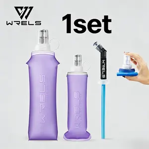 Wrels Foldable Portable Sport Water Bottle Set, 250ML/500ML Leak-Proof Design, Ideal for Outdoor Running Hiking Cycling Fitness, Flexible Water Bottle, Portable Sports Bottle