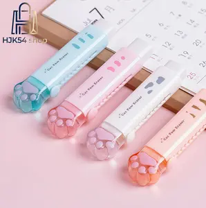 4PCS Cute Cat Paw Retractable Erasers, Slide Push-Pull Eraser Set, Portable Aesthetic Stationery for Students School Office, Cat Claw Shaped Erasers