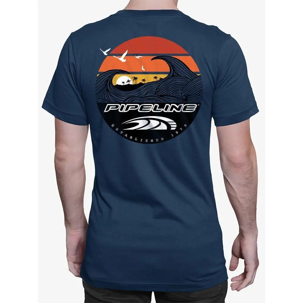 PIPELINE “Sunrise” Men’s Short Sleeve Graphic Tee Casual Menswear, Available in Various Colors, Casual, Menswear, Top Fabric, Soft, Ocean, Pullover
