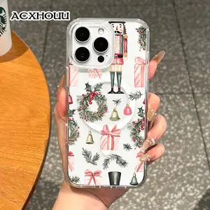 Girly Magnetic Case for iPhone11/12/13/14/15/16/17/promax, Nutcracker Gift Pattern MagSafe Ready, Slim Fit, Drop-Proof | Perfect for Soft Girl Aesthetic
