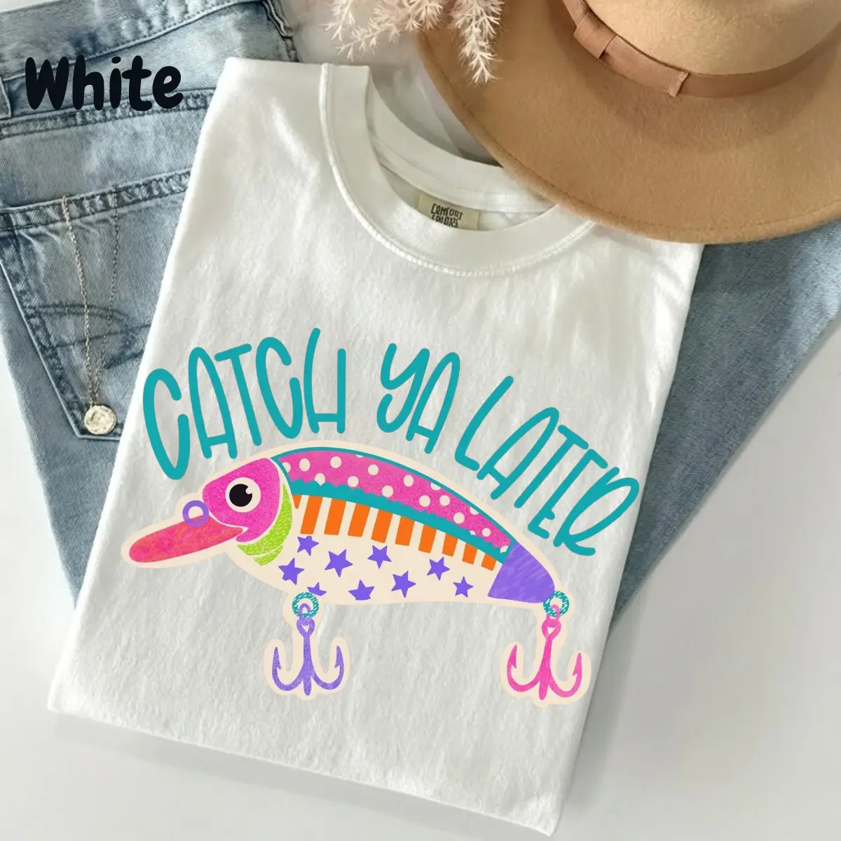 Comfort Colors Catch Ya Later Fishing Shirt, Preppy Summer Lure Graphic Tee, Lake Life Angler T-Shirt