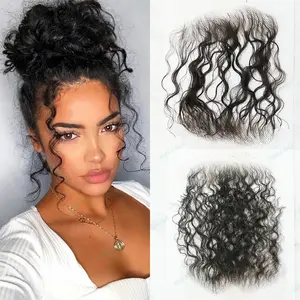 4PCS Baby Hair Strips For Women Curly Hand Made Lace Bangs Forehead Baby Hair Edges Human Hair Extension Temple Hairpiece Hairline Replacement