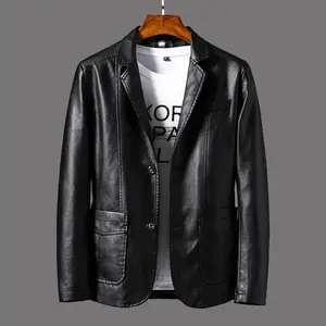 Leather jacket for men young men PU leather jacket suit collar business casual leather jacket men spring thin