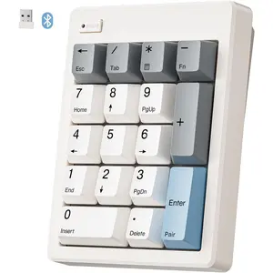 FD17  Mechanical Number Pad,  5.0& 2.4G Dual Mode Numeric Keypad, 17  Hot Swappable Numpad with PBT Keycaps for Laptop/PC/TKL Keyboards(Beige, Linear )