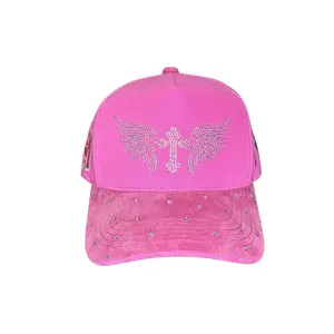 "LA JEFA pink Suede visor and cotton crown SnapBack”