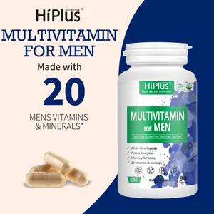 HiPlus Multivitamin for Men - 90 Capsules Daily Multivitamins with Vitamins A C D E B12 Zinc for Energy Focus & Health Made in USA Non-GMO Vegetarian - Supplement