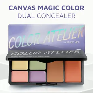 [RUBY VIBE CO] Canvas Magic Color Dual Concealer Palette, 6 Shades Corrector & Concealer, Under Eye Concealer for Women, Lightweight & Long-Lasting, Smooth & Hydrating Texture, All Skin Types