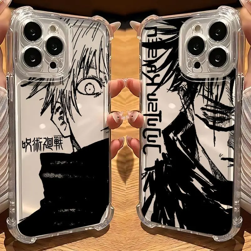 Anime Jujutsu Kaisen Gojo Full Printing Phone Case for iPhone 17/16/15/14/13/12/11 Pro Max Plus Air, Multi-Model TPU-Polycarbonate Cover, Waterproof, Anti-Drop, Shockproof Transparent, Secure Buttons, Easy to Clean (Tmsj-265Tms2401Y3)