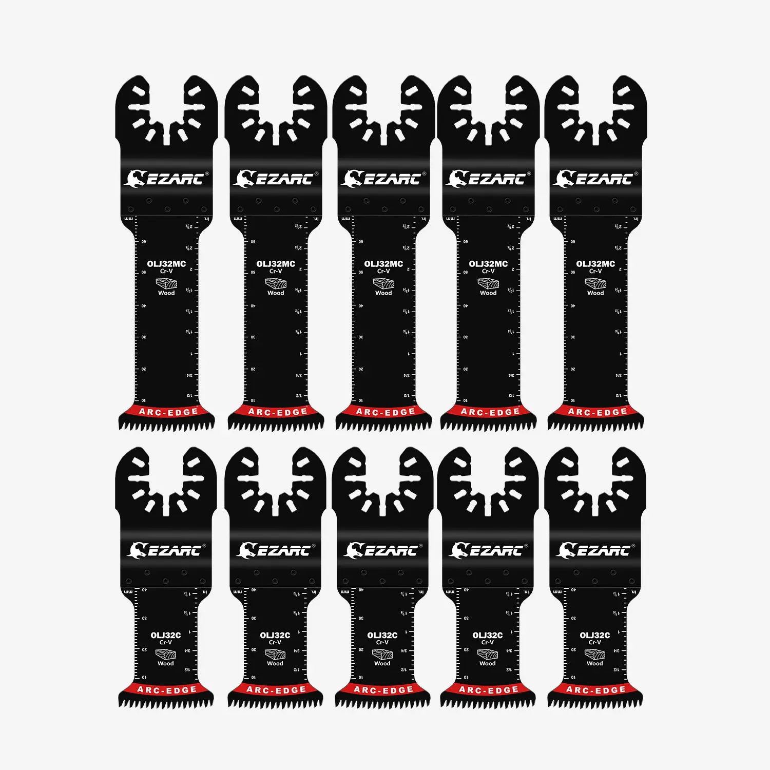 1-1/4 in. Arc Edge Oscillating Multitool Blades For General Purpose,Mixed Standard+Extra Long Cutting