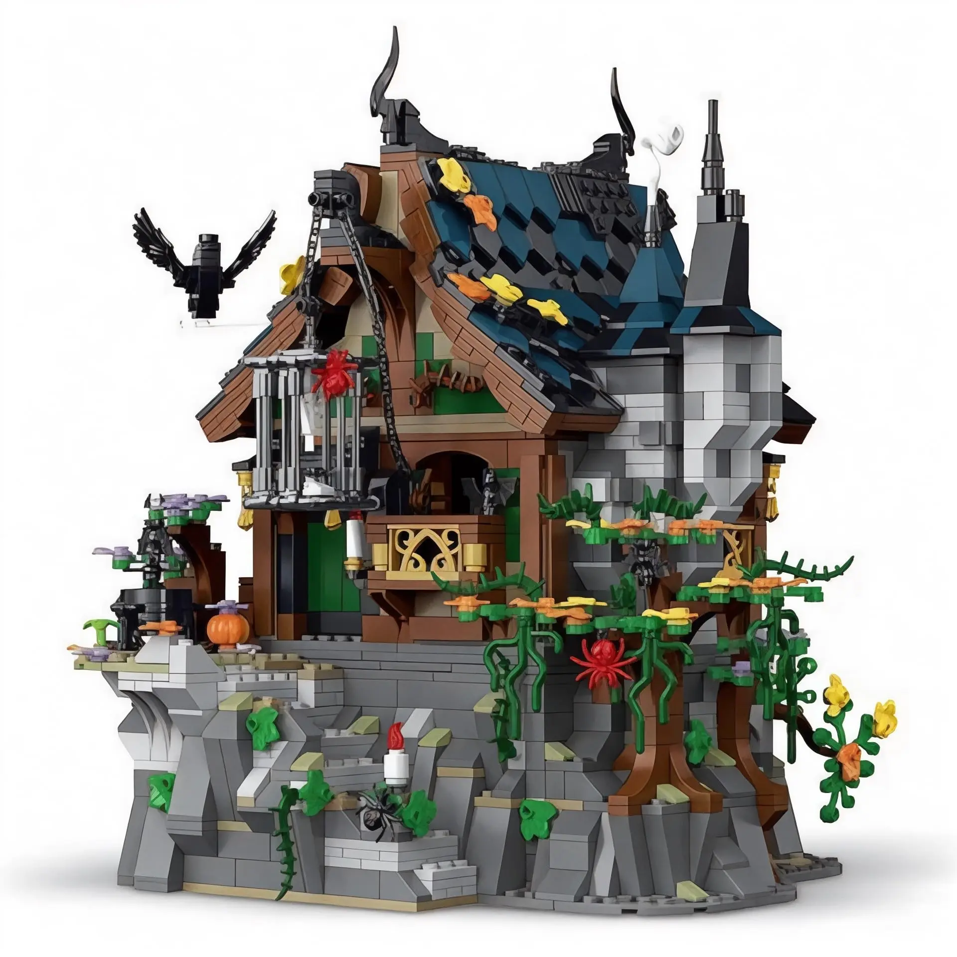 Medieval Wizard's Cabin Buildable Model Castle Block Set, 1964pcs with LED Lighting, DIY Classic Model Building Kit, Collectibles, Creative Architecture Toy, Home Office Display (summerwins), Model Building Kits