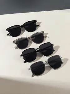 4 Pairs Summer Square Frame Sunglasses, New Personality Stylish Glasses Travel Accessories for Women & Men, Lightweight and Durable for Outdoor Sun Protection Glasses for Daily Use