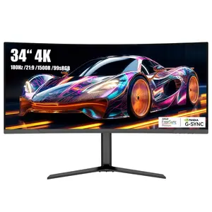 34" 4K Computer Monitor with 180Hz Refresh Rate 21:9 Aspect Ratio 1500R Curvature 99% sRGB Color Gamut NVIDIA G-SYNC FreeSync Premium