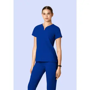 Curved V-Neck Top Galaxy Blue